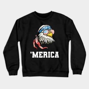 4th Of July Merica USA Flag Bald Eagle Patriotic Veteran Crewneck Sweatshirt